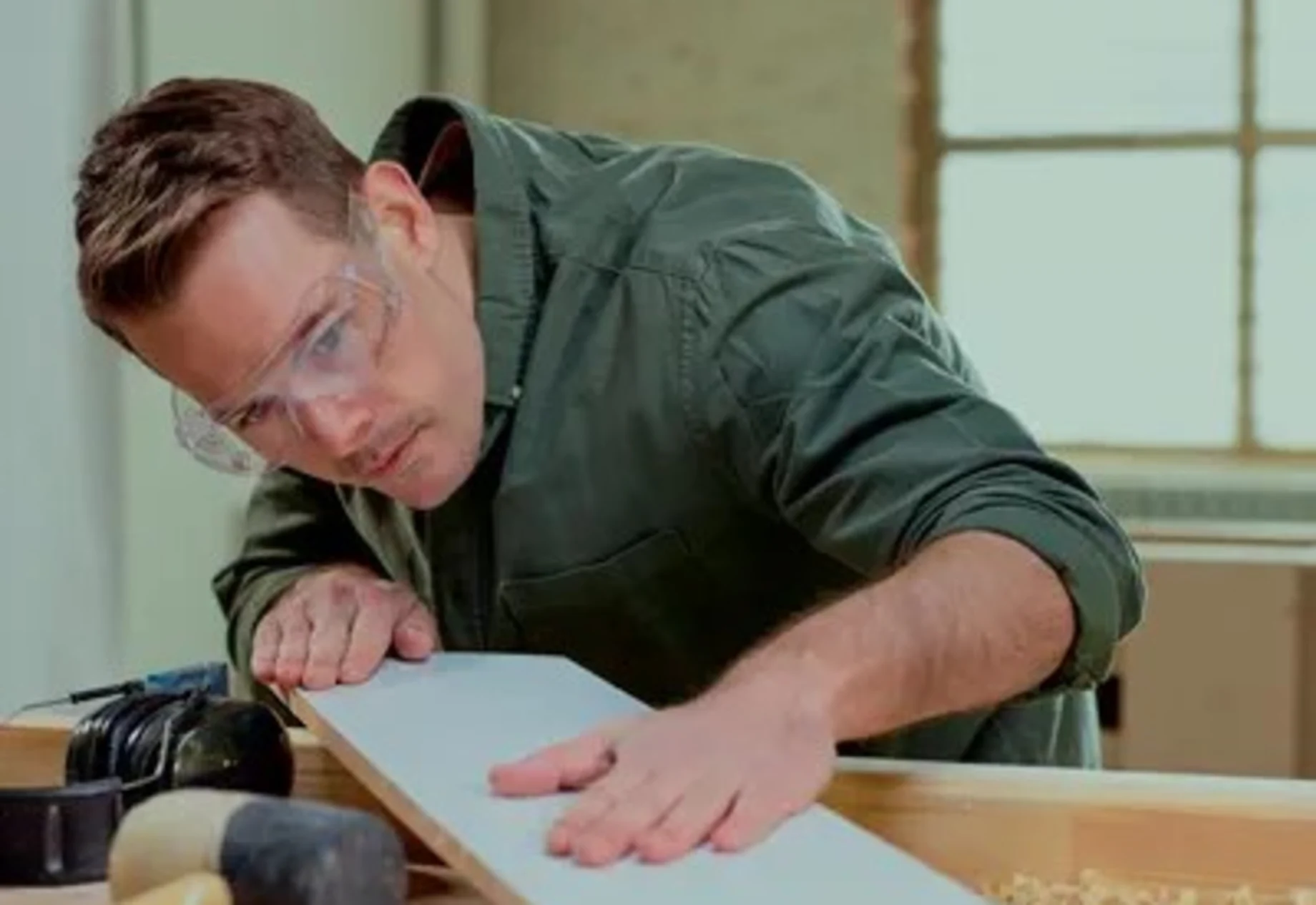 Mand som arbejder med træ