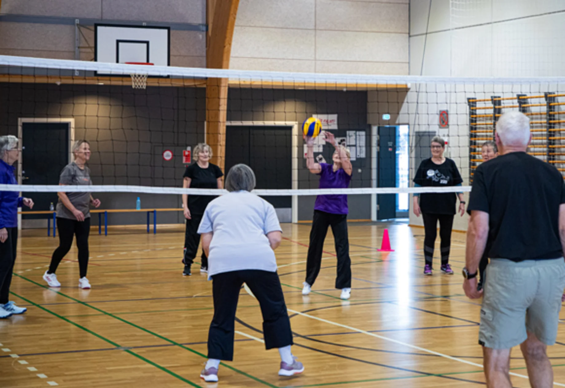 Ældre som spiller volleyball