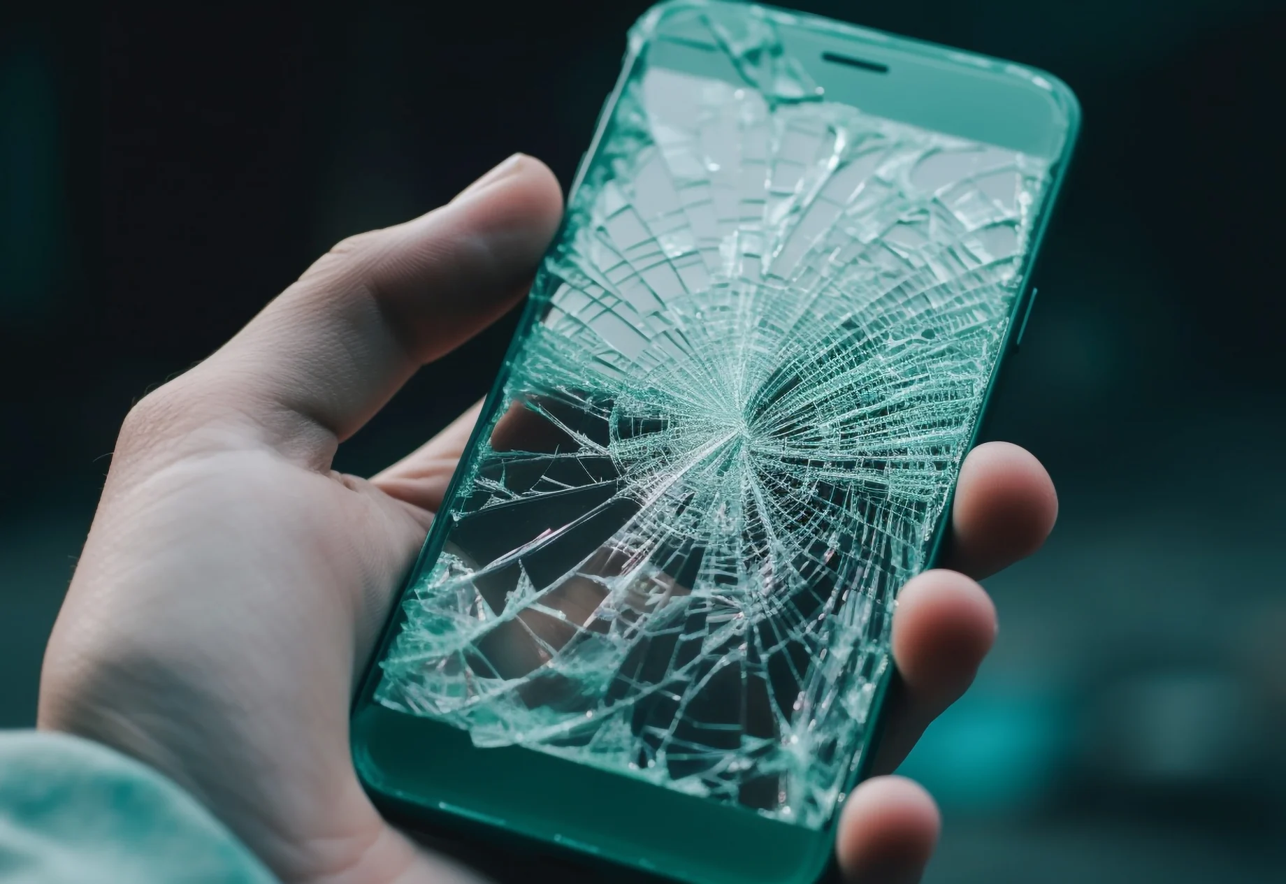 Smadret skærm på mobil